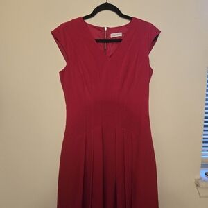 Calvin Klein V-Neck Red Midi Dress